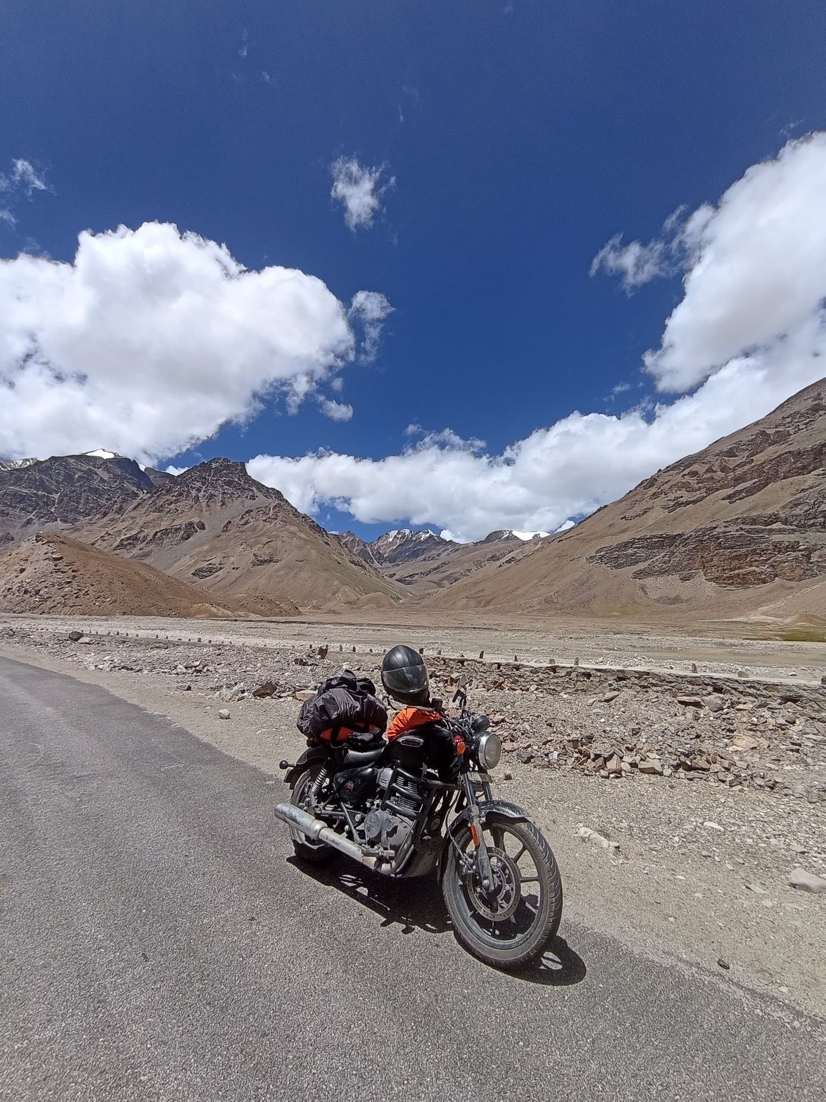 The motorcycle on a road in northern India