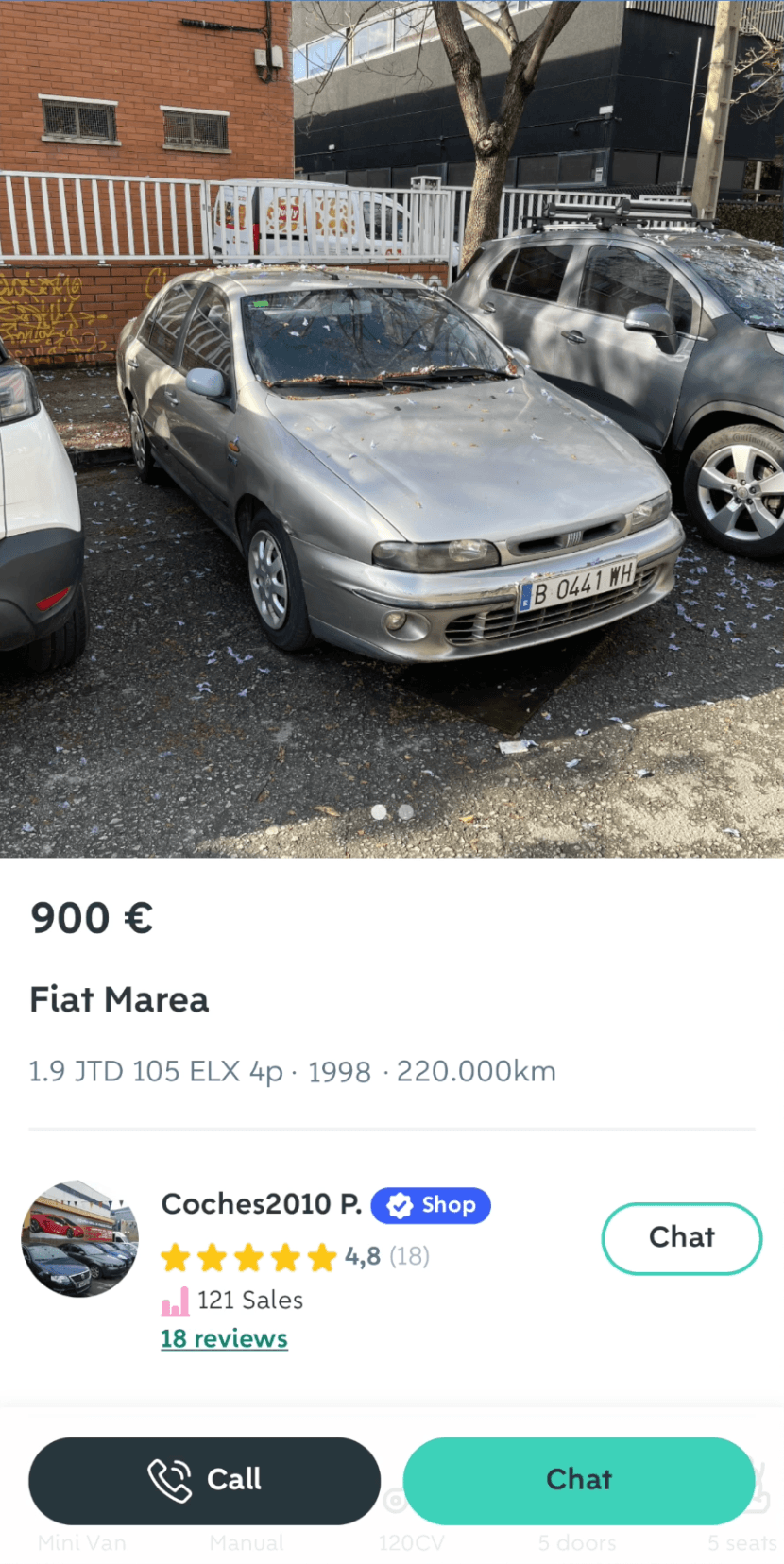 Original €900 Fiat Marea listing